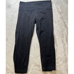 Athleta Cropped Leggings Womens Size M Black Good Mid Rise Activewear Yoga